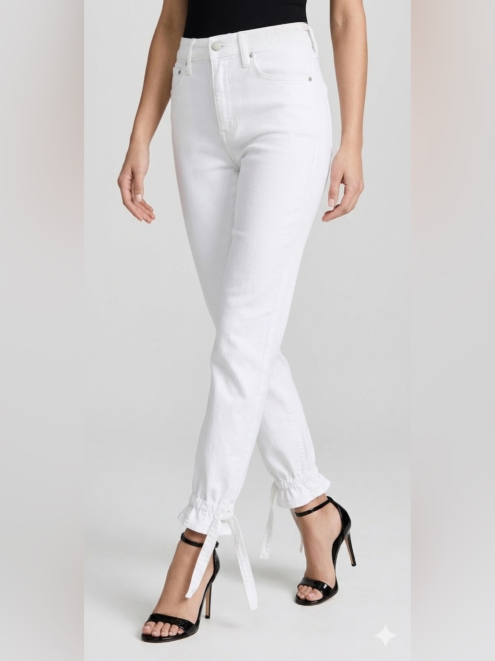 NWOT - Alice + Olivia White Tie-Hem Cropped Jeans